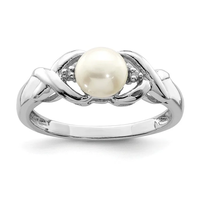 timeless gold necklaces for women -Sterling Silver Freshwater Cultured Pearl & Diamond Ring