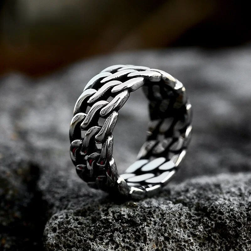 custom diamond rings for women -Men's Punk Chain Ring