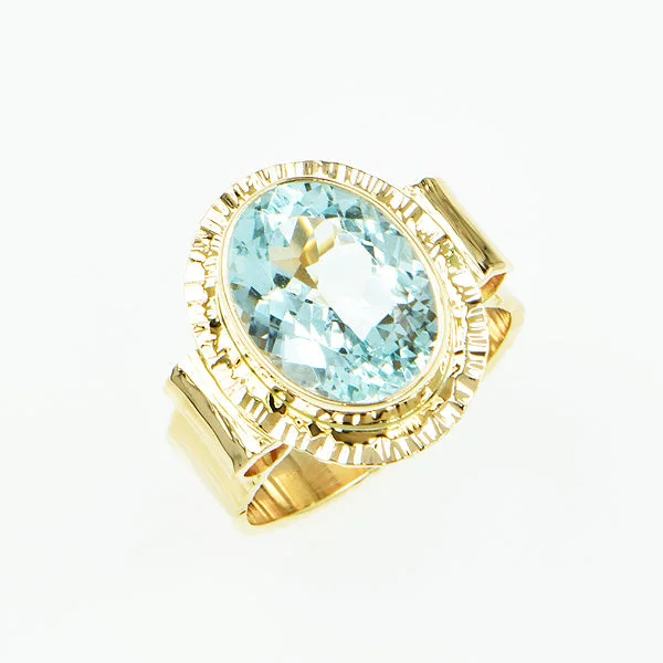 birthstone rings for women -Flower-Cut Aquamarine Ring