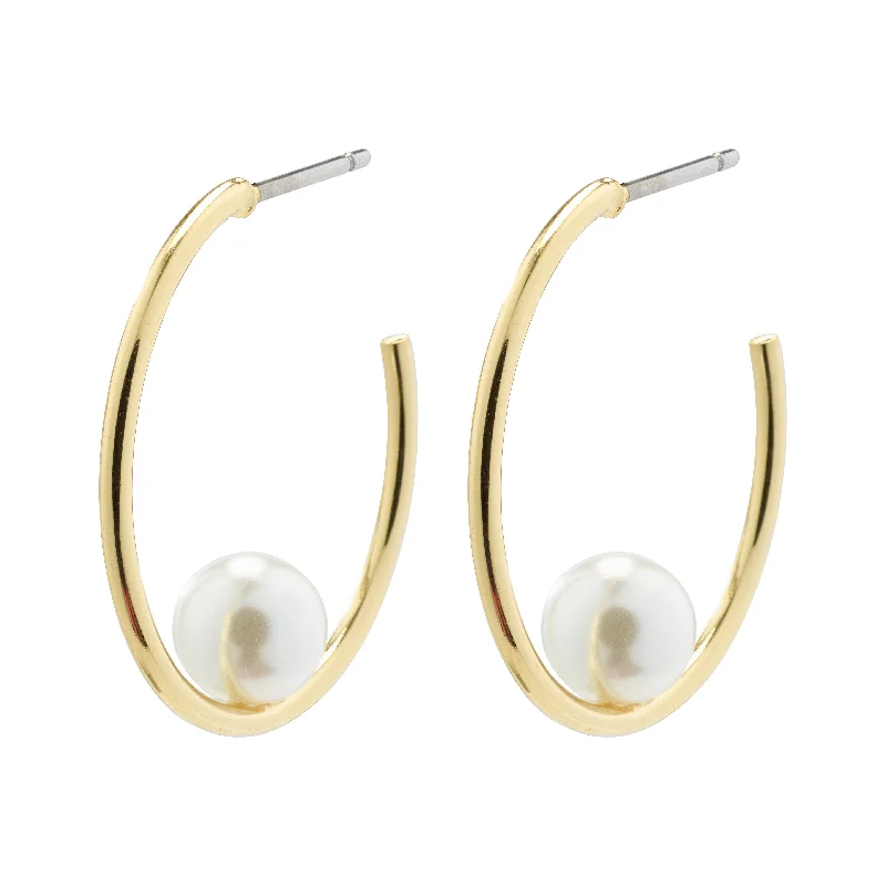 chandelier earrings for women -ELINE pearl hoop earrings gold-plated