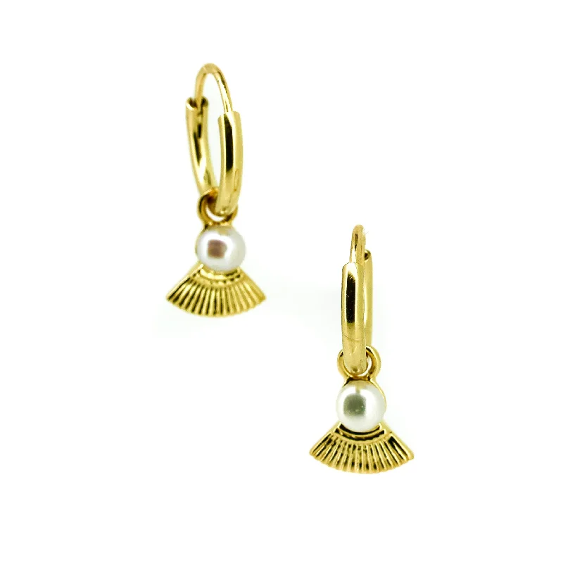 glamorous earrings for women -Tropical Night Pearl Sleeper earrings Gold