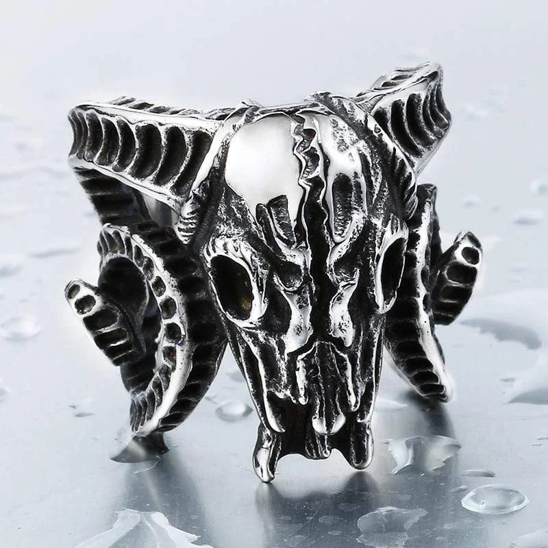 classic diamond rings for women -Men's Punk Sheepshead Rings