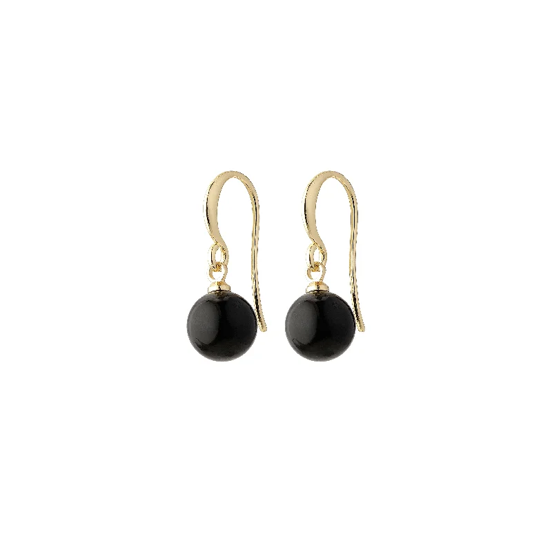 wedding drop earrings for women -GOLDIE black earrings gold-plated