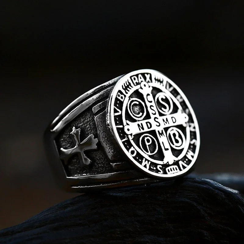 custom rings for women -Men's Punk Letter Carved Ring