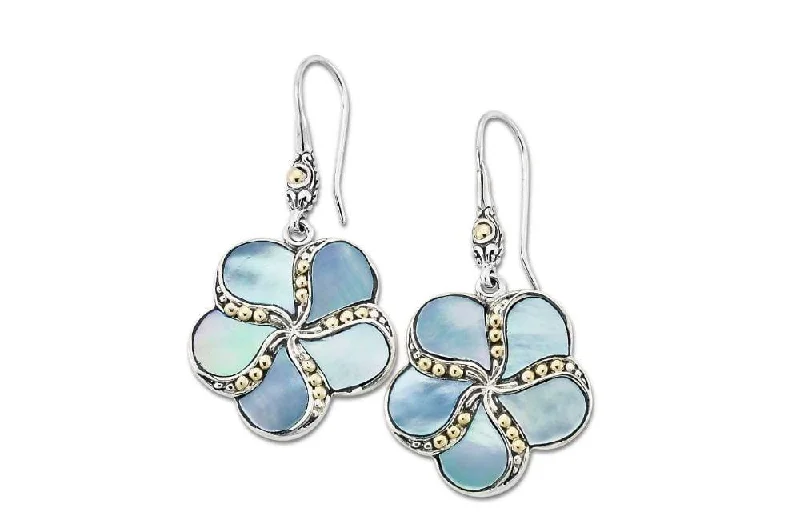 fashion hoop earrings for women -Sumba Earrings- Blue Mother Of Pearl