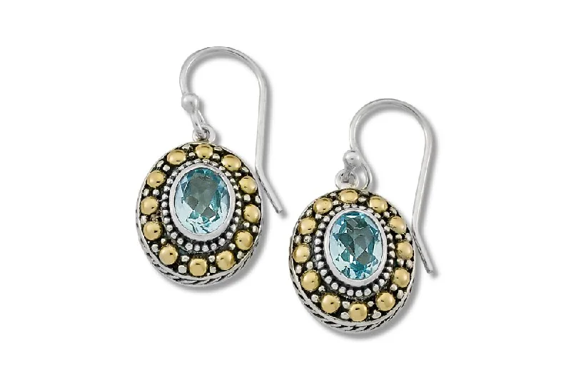 silver dangle earrings for women -Fiona Earrings- Blue Topaz