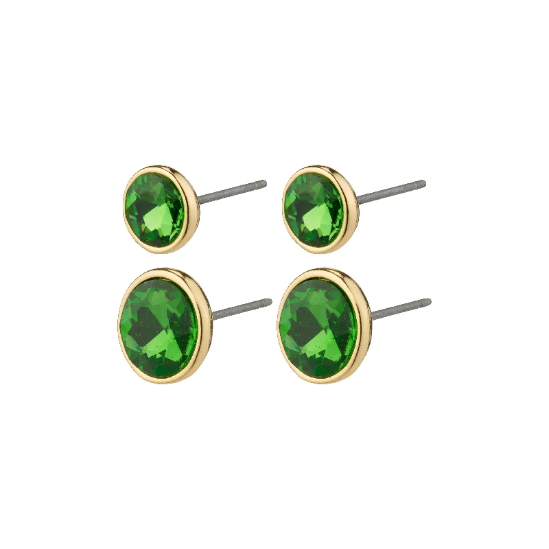 cute dangle earrings for women -CALLIE crystal earrings green/gold-plated