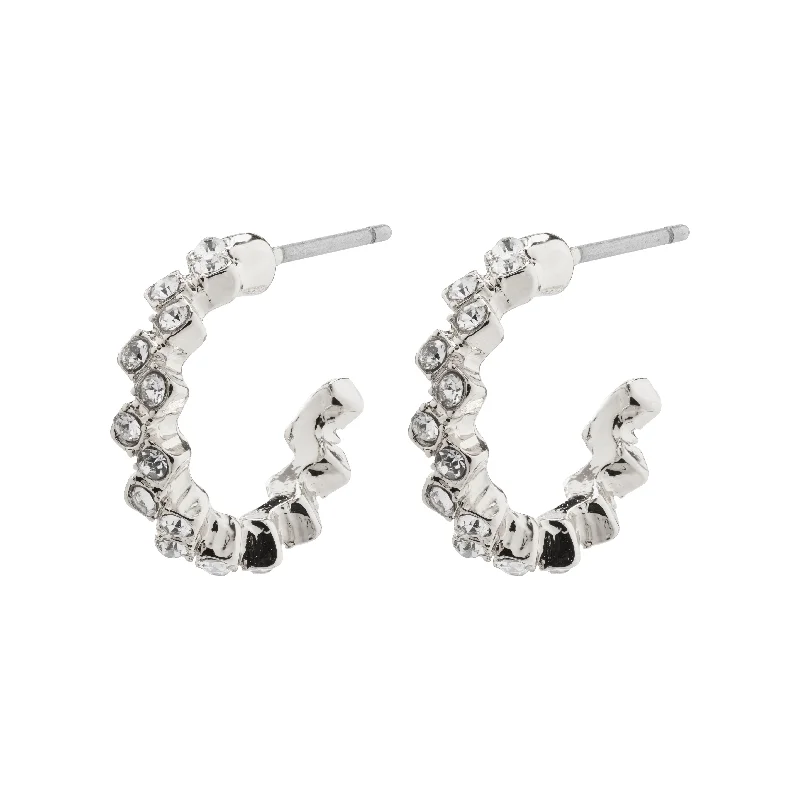 fine gold earrings for women -ESTER crystal hoop earrings silver-plated