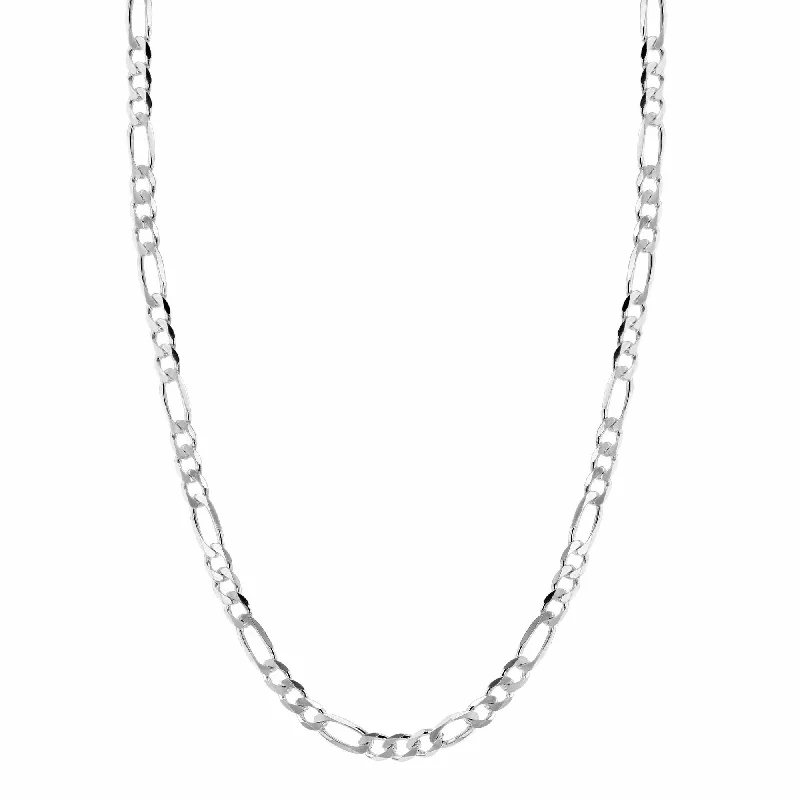 chunky gold necklaces for women -Flat Figaro Silver Necklace