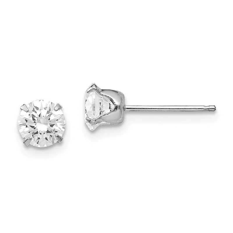 bridal earrings for women -5.25mm Round Cubic Zirconia Stud Earrings in 14k White Gold