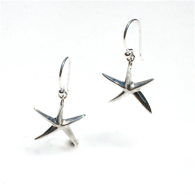 large statement earrings for women -Starfish Earrings Silver