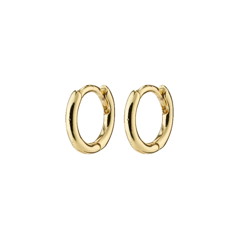 gold earrings with diamonds -EANNA huggie hoops gold-plated