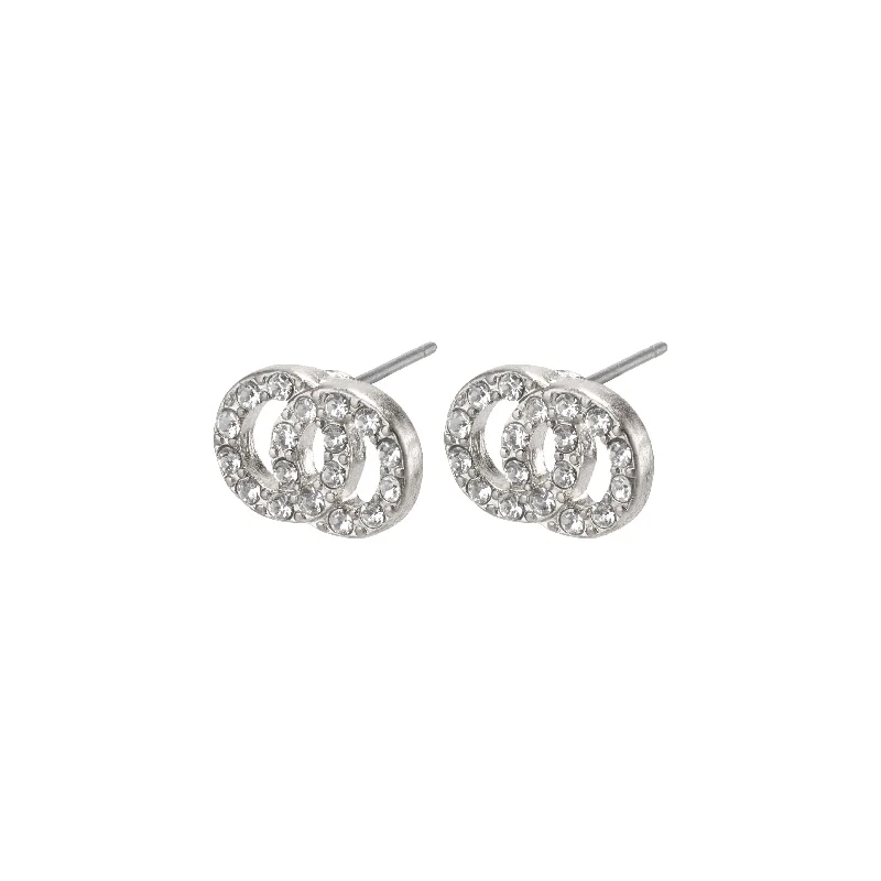 layered earrings for women -VICTORIA crystal earrings silver-plated