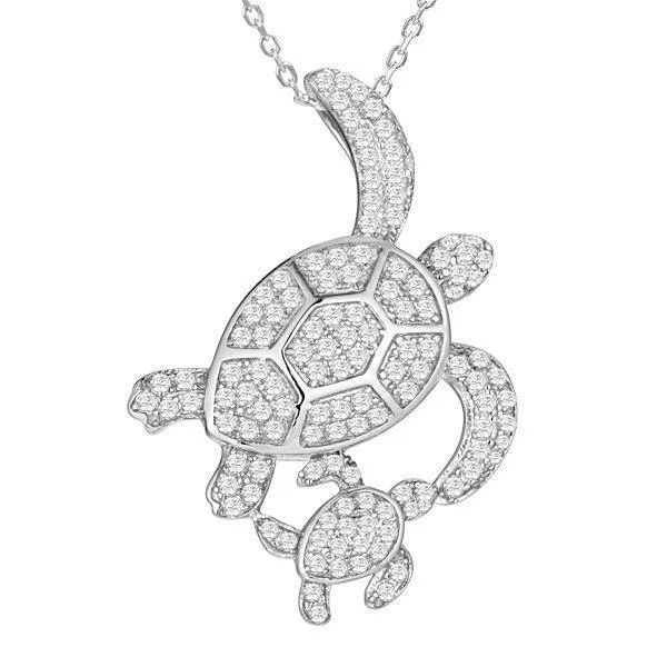 bridal pendant necklaces for women -Pavé Honu Aumakua Pendant