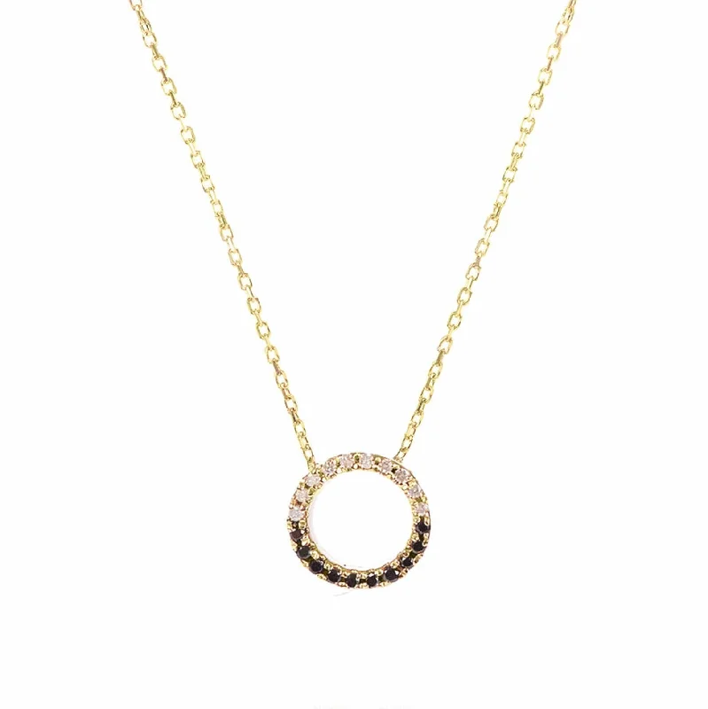 minimalist gold necklaces for women -Claire 18K Gold Necklace w. Black & White Diamonds