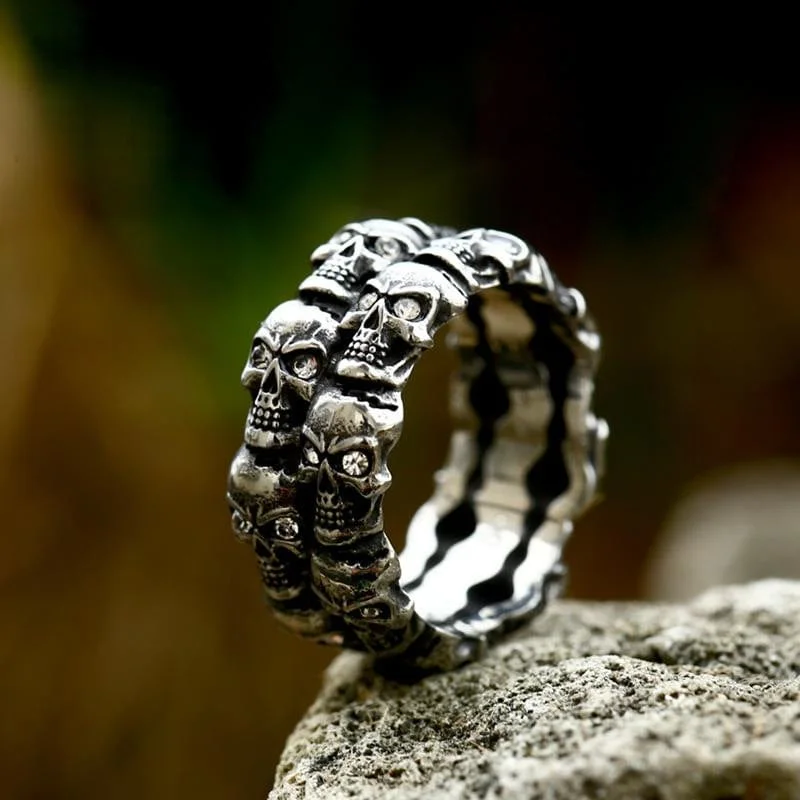 pear-shaped rings for women -Men's Punk Skeleton Ring