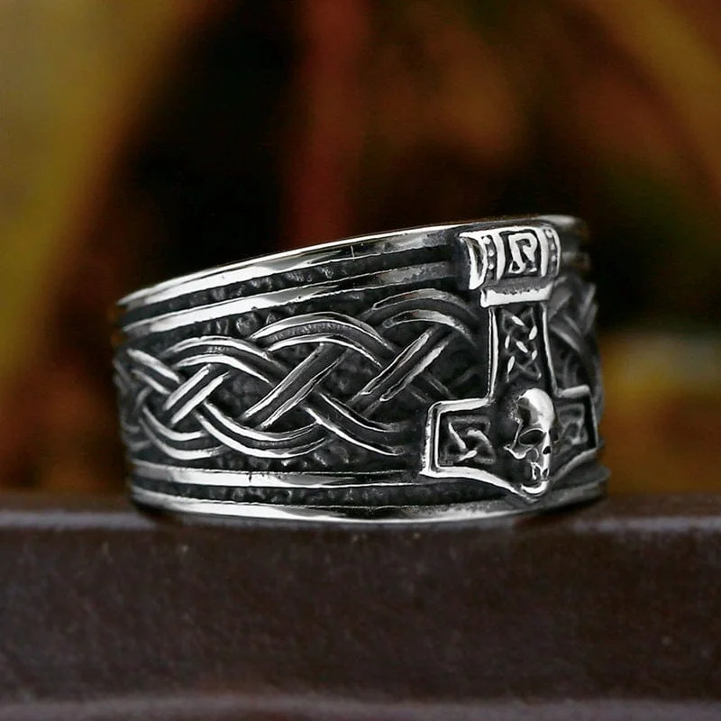 custom rings for women -Men's Punk Skull Anchor Crow Ring