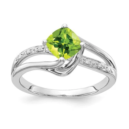 diamond necklaces for women -10k White Gold Peridot and Diamond Ring