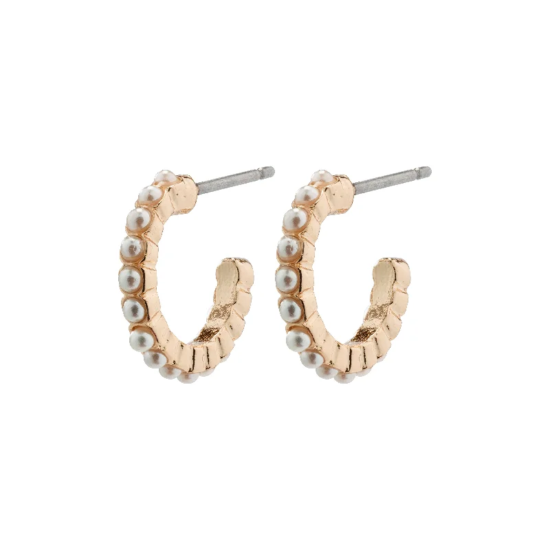 personalized earrings for women -EKTA pearl huggie hoop earrings rosegold-plated