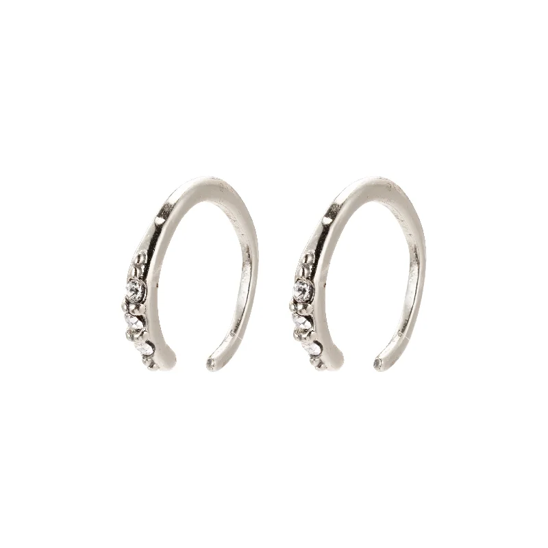 bridal earrings for women -ABRIL crystal huggie hoops silver-plated