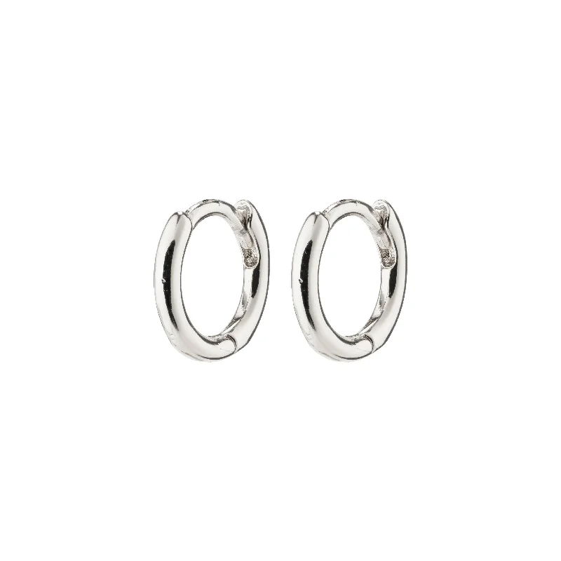 silver stud earrings for women -EANNA huggie hoops silver-plated