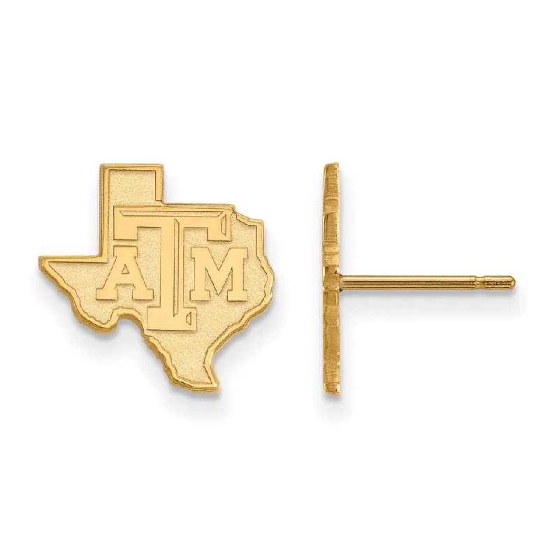 elegant earrings for women -14k Gold Plated Silver Texas A&M University SM Post Earrings