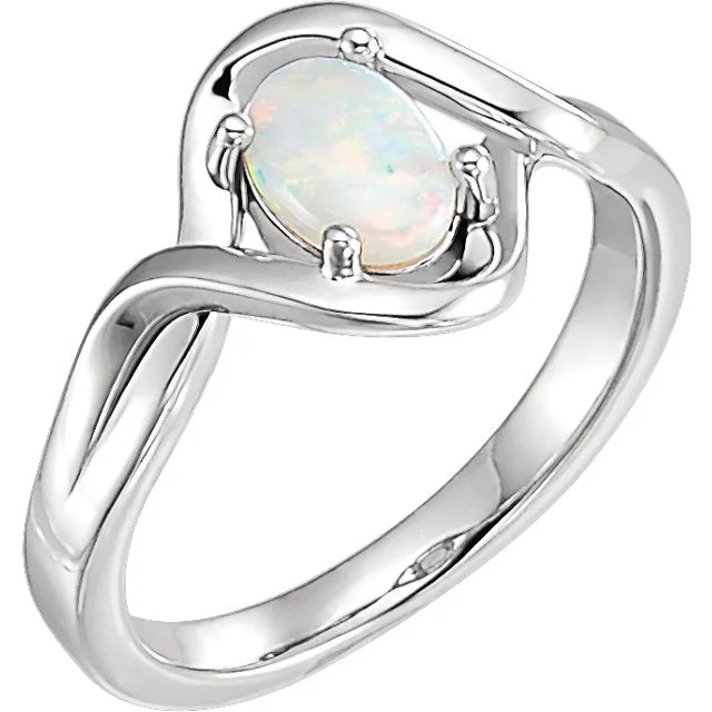 trendy chain necklaces for women -Genuine Oval Australian Opal Freeform Infinity Ring in 14k Gold or Sterling Silver