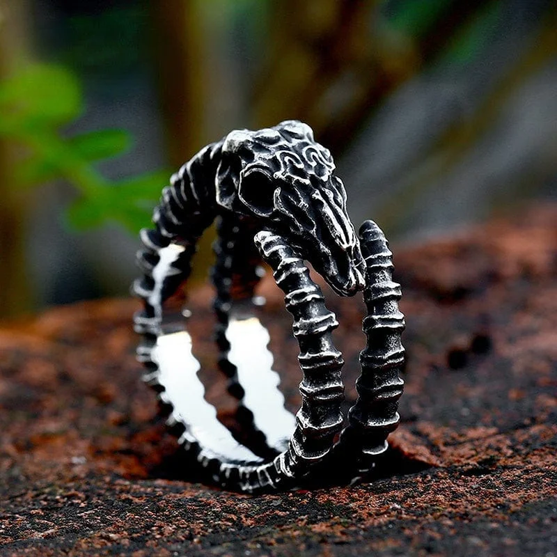 luxury wedding rings for women -Men's Punk Sheep Skull Ring