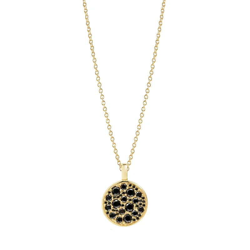 handmade gold necklaces for women -Novara Gold Plated Necklace w. Black Zirconias