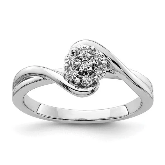 heirloom necklaces for women -Sterling Silver Diamond Cluster Round Promise Ring