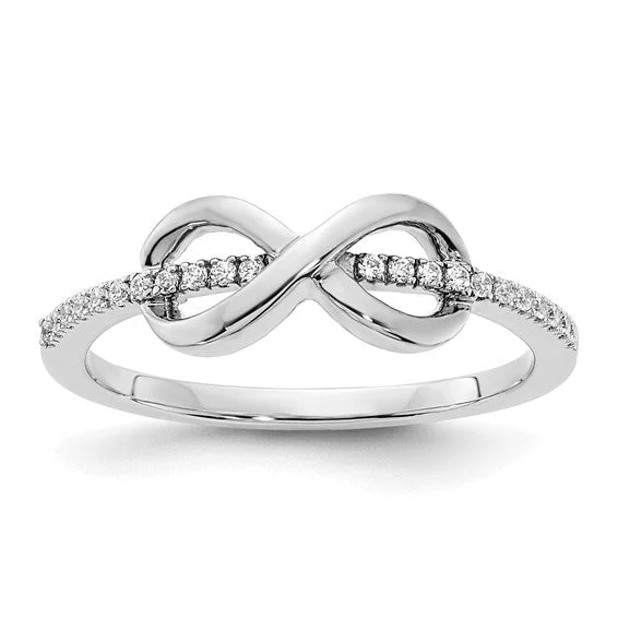 boho style necklaces for women -Sterling Silver Diamond Infinity Ring