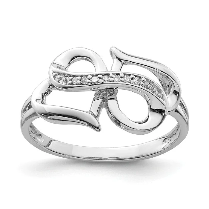 colorful necklaces for women -Sterling Silver Genuine Diamond Infinity Symbol Heart Ring