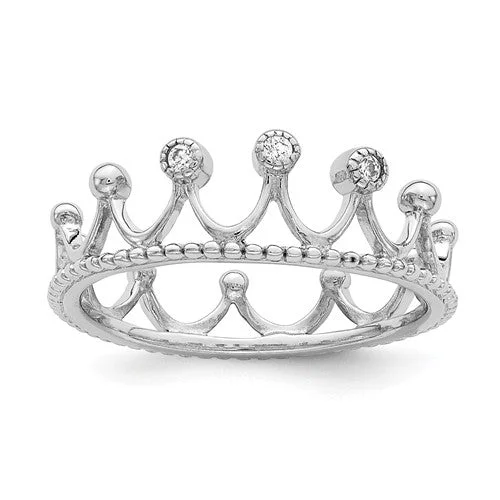 zodiac necklaces for women -Sterling Silver CZ Eternity Crown Ring