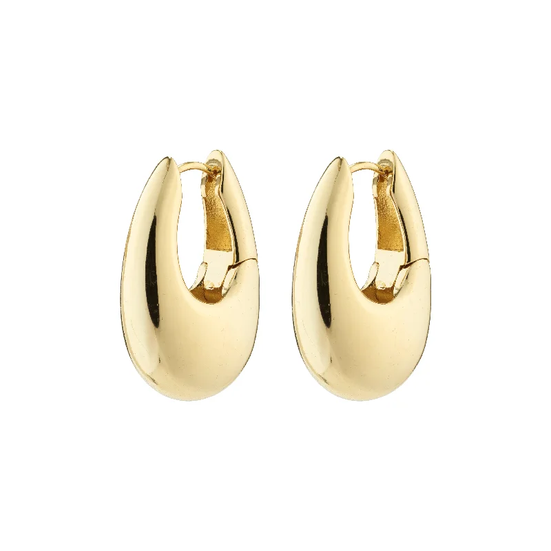 contemporary earrings for women -AUTUMN chunky retro hoop earrings gold-plated