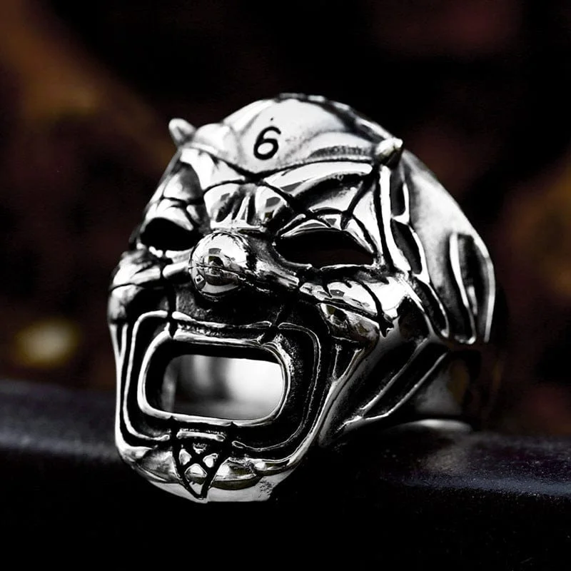 infinity rings for women -Men's Punk Clown Skull Mask Ring