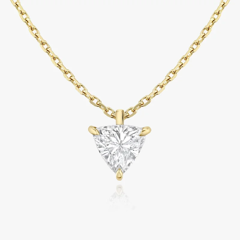 heart pendant necklaces for women -Solitaire Trillion 14K Gold Necklace w. Lab-Grown Diamond