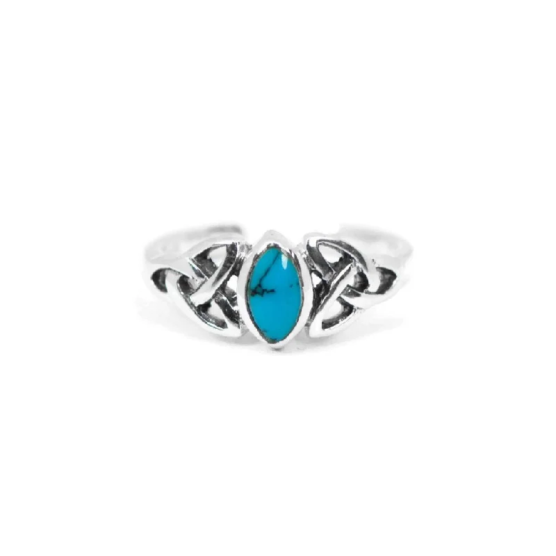 layered necklaces for women -Sterling Silver Marquise Turquoise Celtic Design Toe Ring