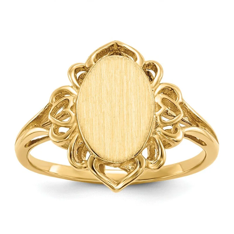 pearl necklaces for women -14k Yellow Gold Oval Filigree Surround Signet Ring (Ladies Sizes)