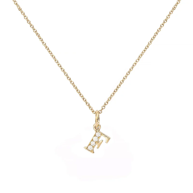 dainty necklaces for women -Love Letter F 18K Gold Necklace w. Diamonds