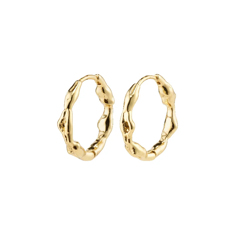 art deco earrings for women -ZION organic shaped medium hoops gold-plated