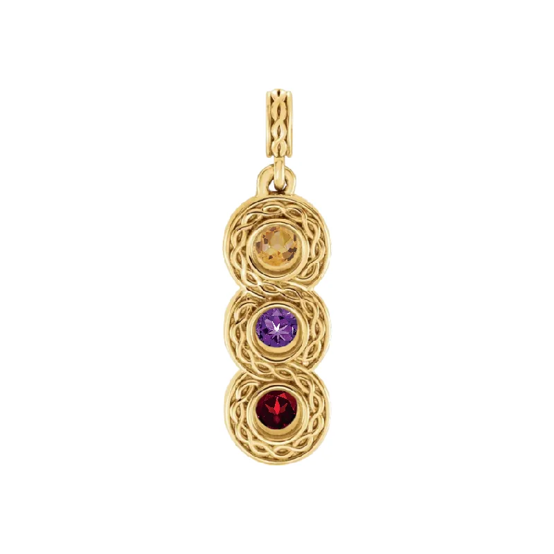 trendy pendant necklaces for women -3-Stone Vertical Bezel Set Mother's Family Birthstone Pendant or Necklace