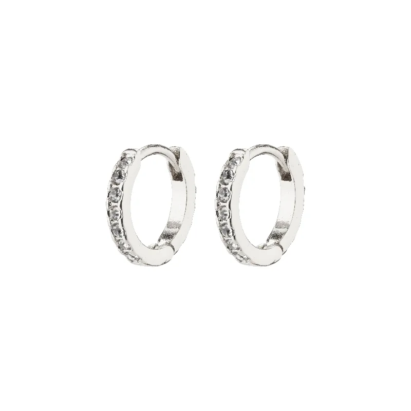 large statement earrings for women -EBNA mini crystal huggie hoops silver-plated