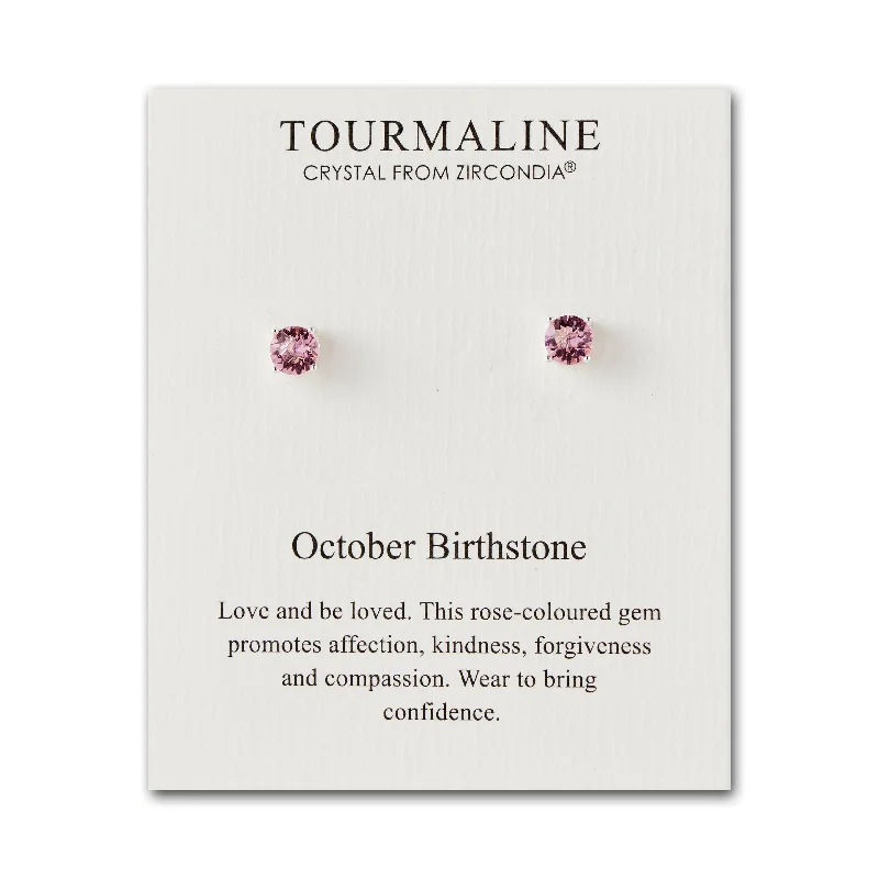 small hoop earrings for women -October (Tourmaline) Birthstone Earrings Created with Zircondia® Crystals