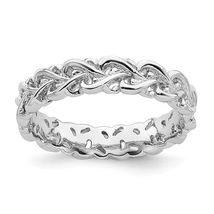 special occasion necklaces for women -Sterling Silver Stackable Expressions Intertwined Heart Ring