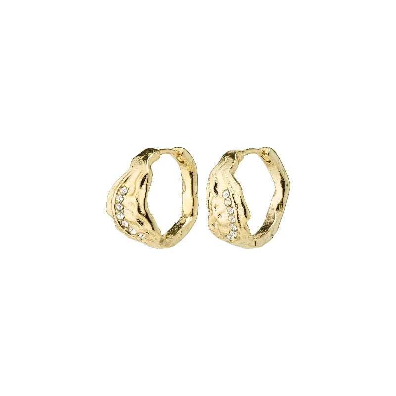 rose gold earrings for women -PIA organic shape crystal hoop earrings gold-plated