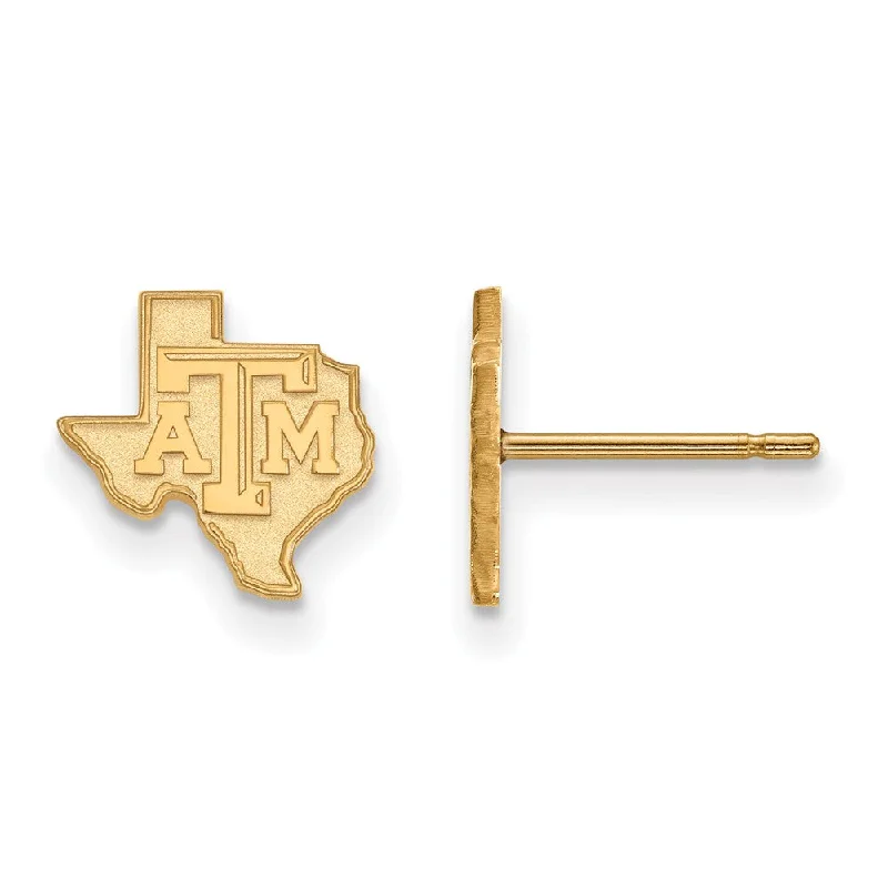 gold hoop earrings for women -10k Yellow Gold Texas A&M University XS (Tiny) Logo Post Earrings