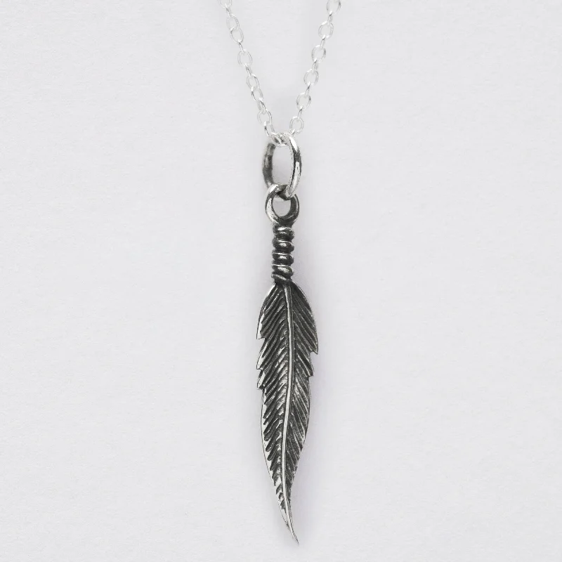 heart-shaped necklaces for women -Silver Feather Pendant Necklace - Hypoallergenic Sterling Silver - Unique Design - Hypoallergenic