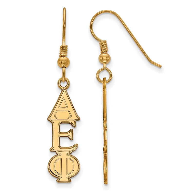 charm earrings for women -14K Plated Silver Alpha Epsilon Phi Dangle Medium Earrings