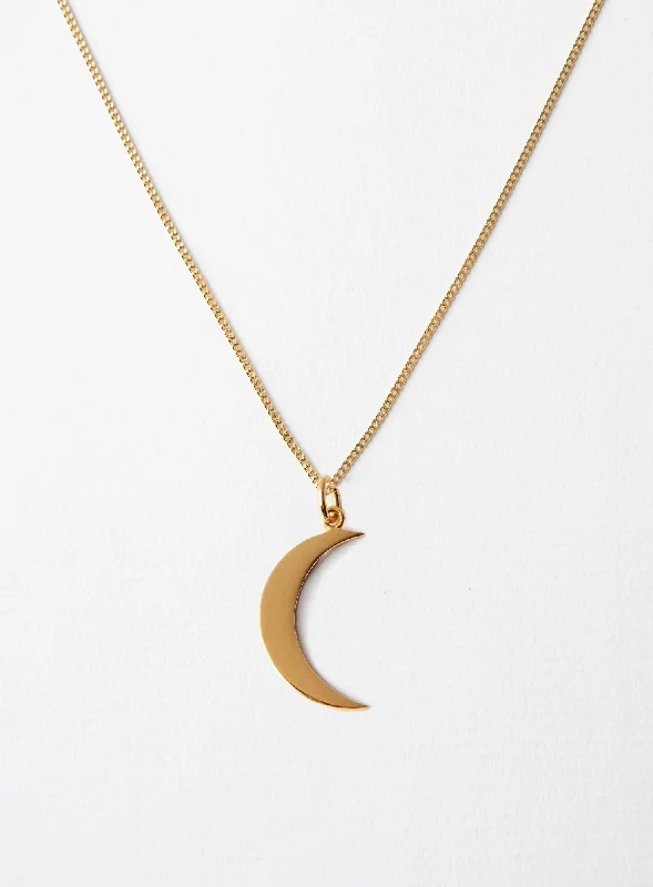 trendy chain necklaces for women -Big Moon 14K Gold Plated Necklace