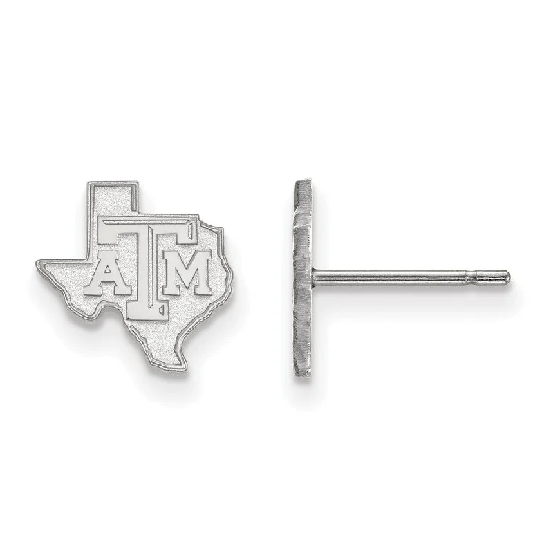 bold statement earrings for women -14k White Gold Texas A&M University XS (Tiny) Logo Post Earrings